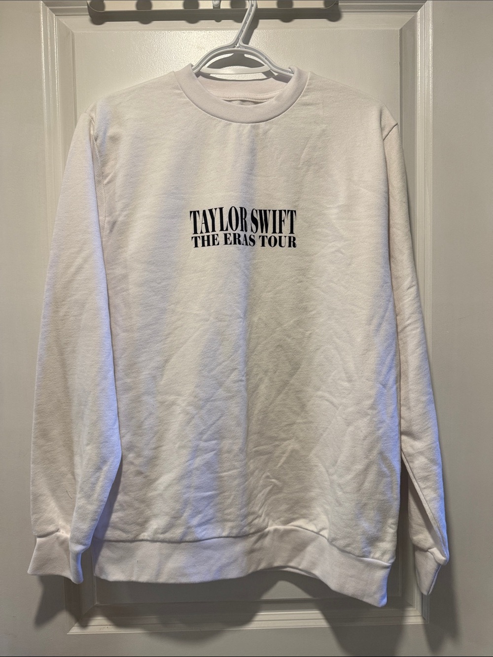Taylor Swift White Crewneck Sweatshirt — The Eras Tour Chest Logo